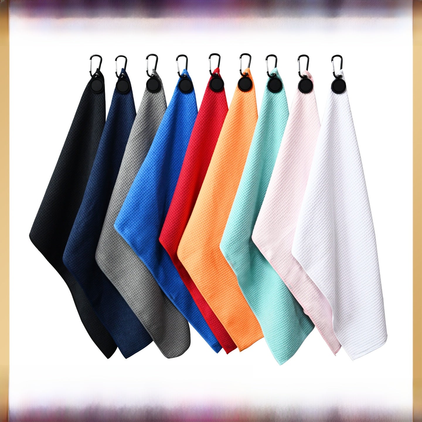 Magnetic Microfiber Golf Towel with Waffle Pattern