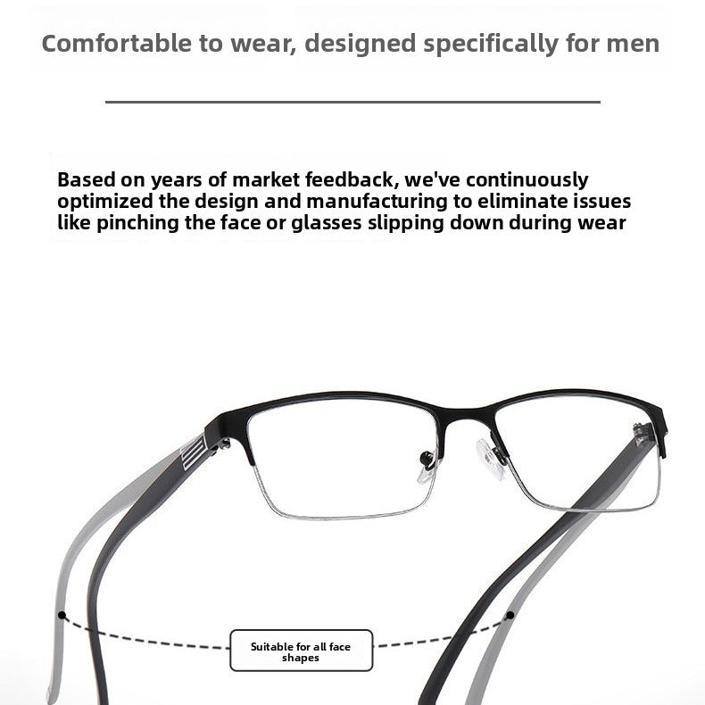 Mens Anti Blue Light Half Frame Glasses