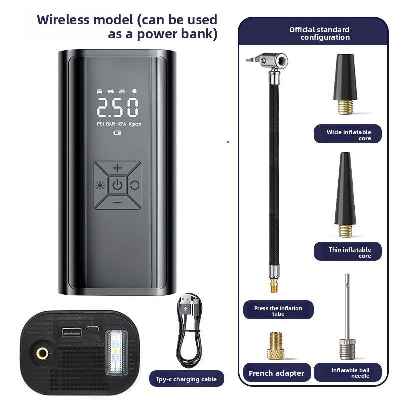 Portable Digital Car Tire Inflator with Power Bank Function
