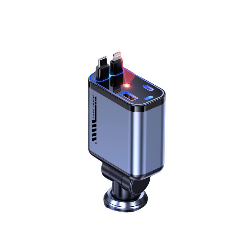 C6 one-to-four mobile phone car charger 120W super fast charging star sky top projection lamp telescopic line
